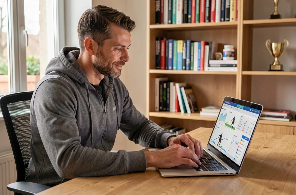 Coach de BoulderGain Coaching utilisant une plateforme numérique de suivi sportif en Moselle