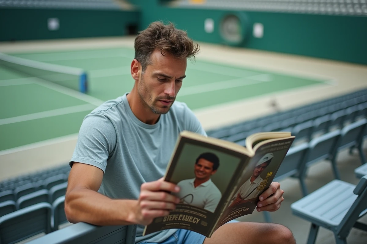 Fan de tennis regardant une photo d