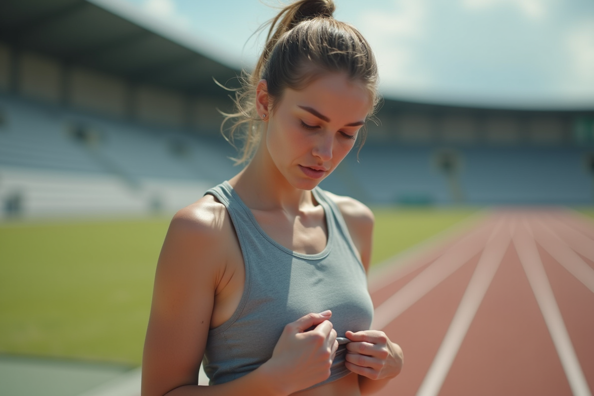 Femme en haut de sport près d