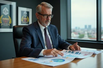 Homme d'affaires sérieux analysant des documents financiers