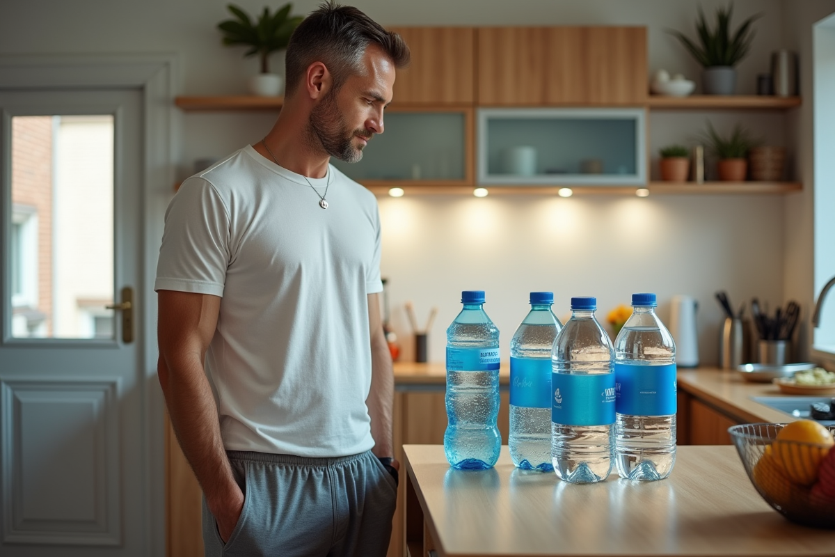 Homme choisissant une bouteille d