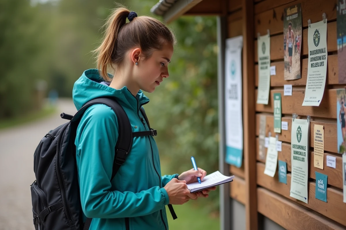 Jeune femme lisant instructions pour la course Diagonale des Fous