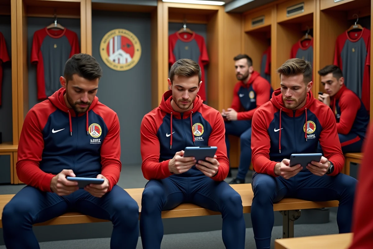 Jeunes joueurs FC Nantes dans un vestiaire moderne