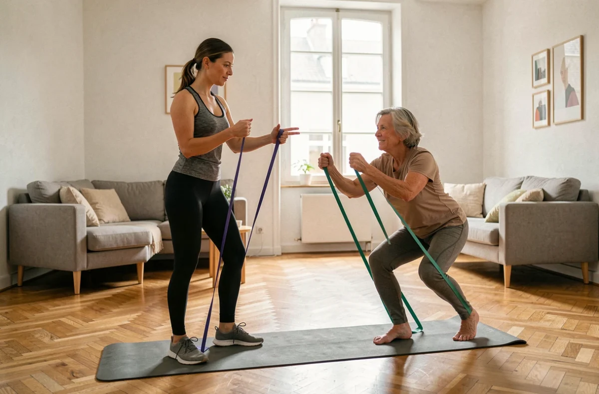 Coach Ownsport réalisant une séance de coaching sportif à domicile chez un client en Moselle
