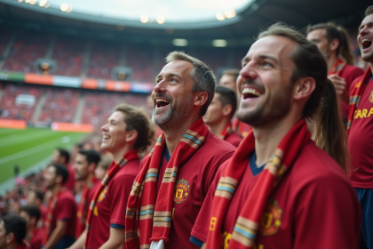Foule de supporters dans un stade en pleine ambiance