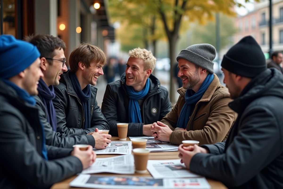 Groupe de supporters inter à un café milanais