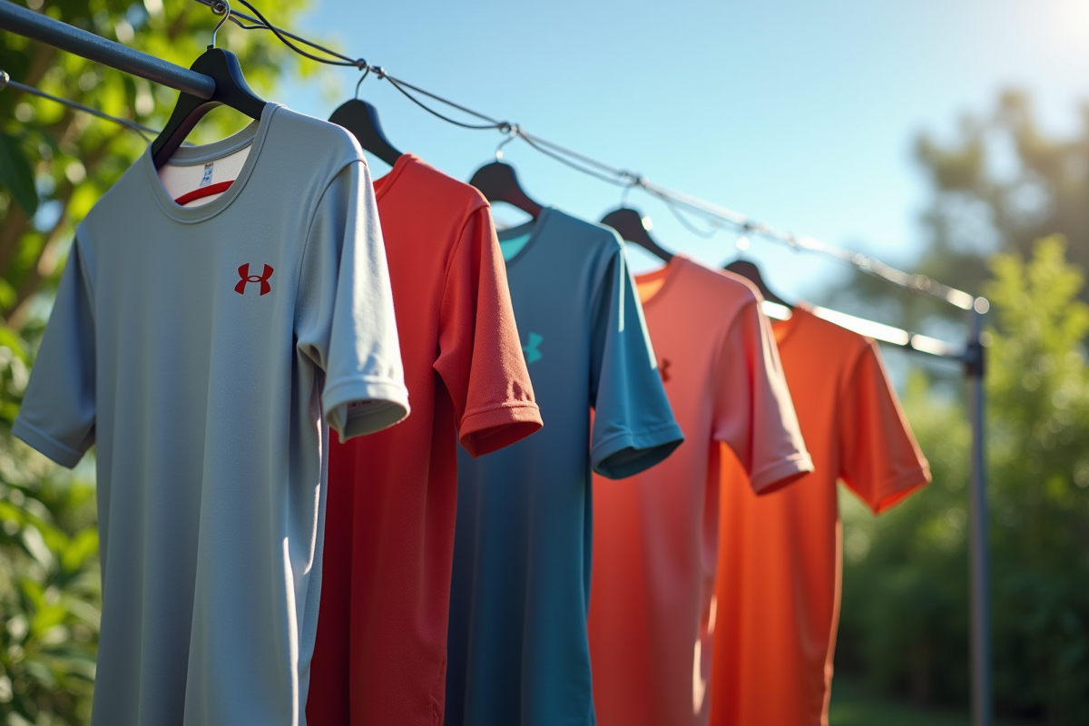 T-shirts Under Armour suspendus à l