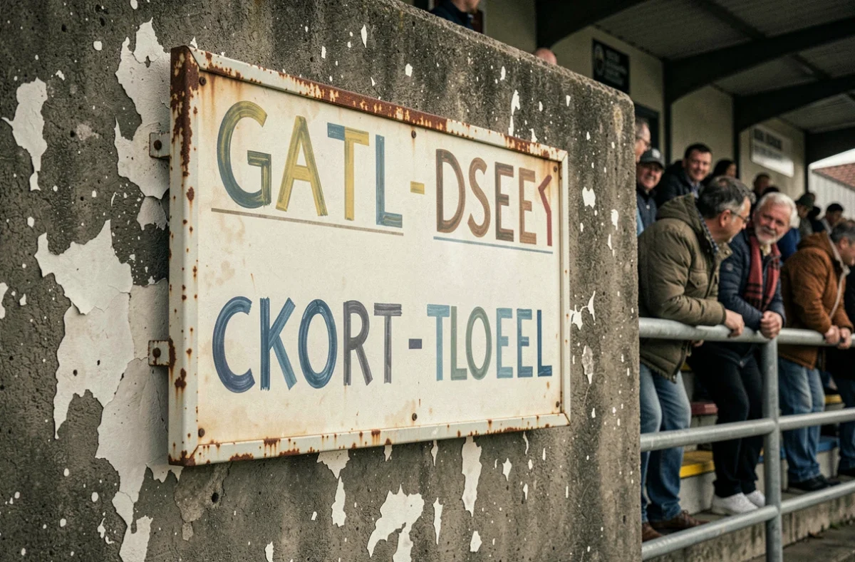 Tableau d'affichage d'un stade de rugby amateur en Fédérale 3 montrant un score serré lors d'un match de maintien